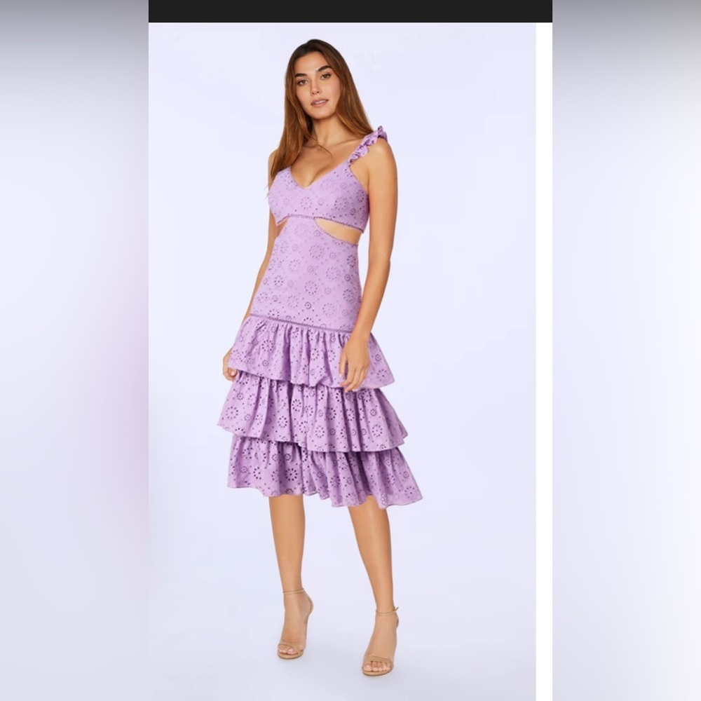 Likely Purple Eyelet Midi Dress